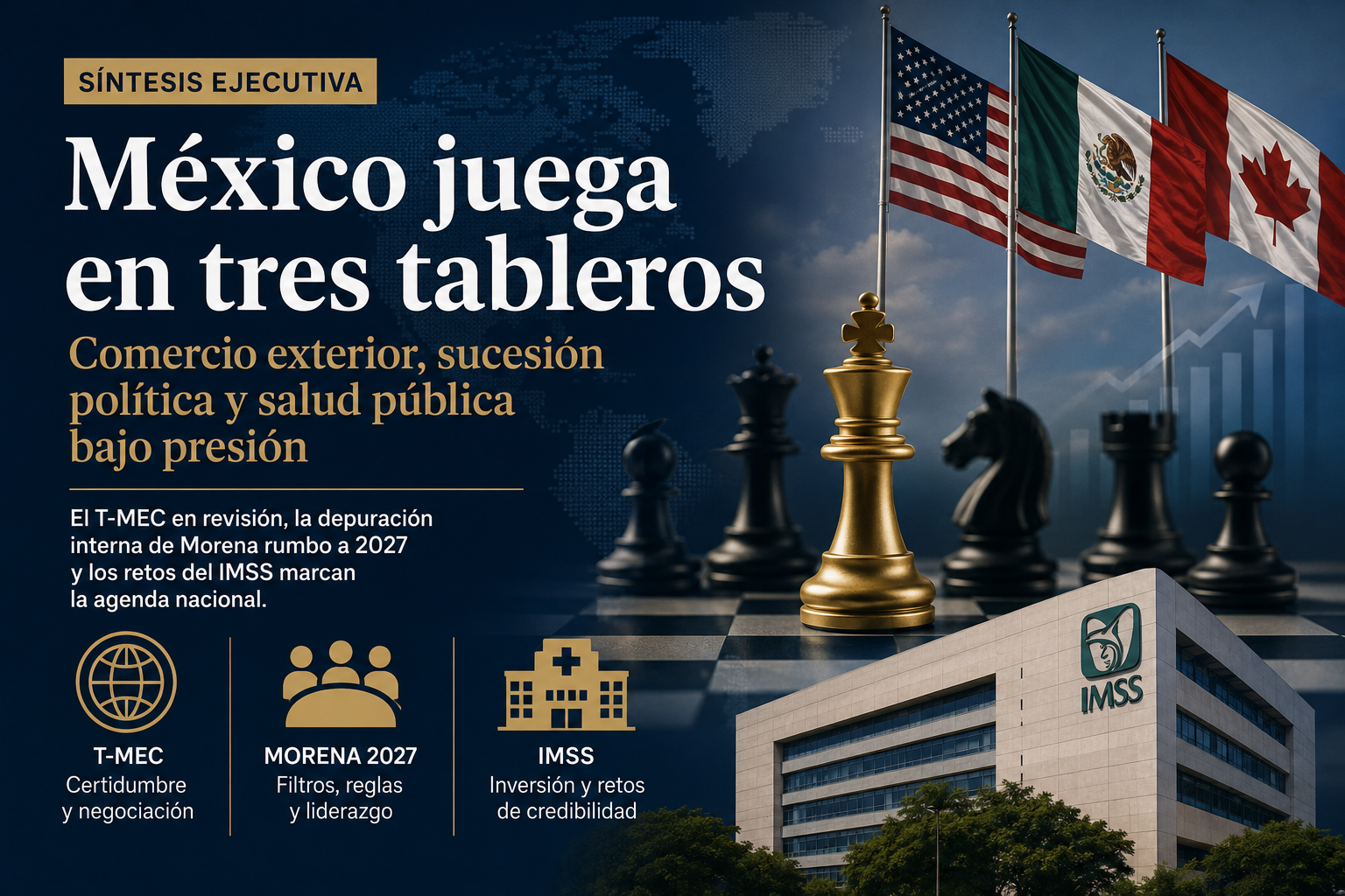México juega en tres tableros: comercio exterior, sucesión política y salud pública bajo presión